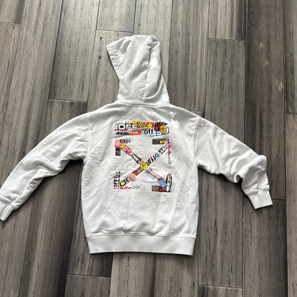 Off-White Kids Hoodie - White with Multicolor Design